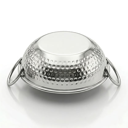 Stainless Steel Hammered Finish Kadhai with Handles – Premium Serveware Set