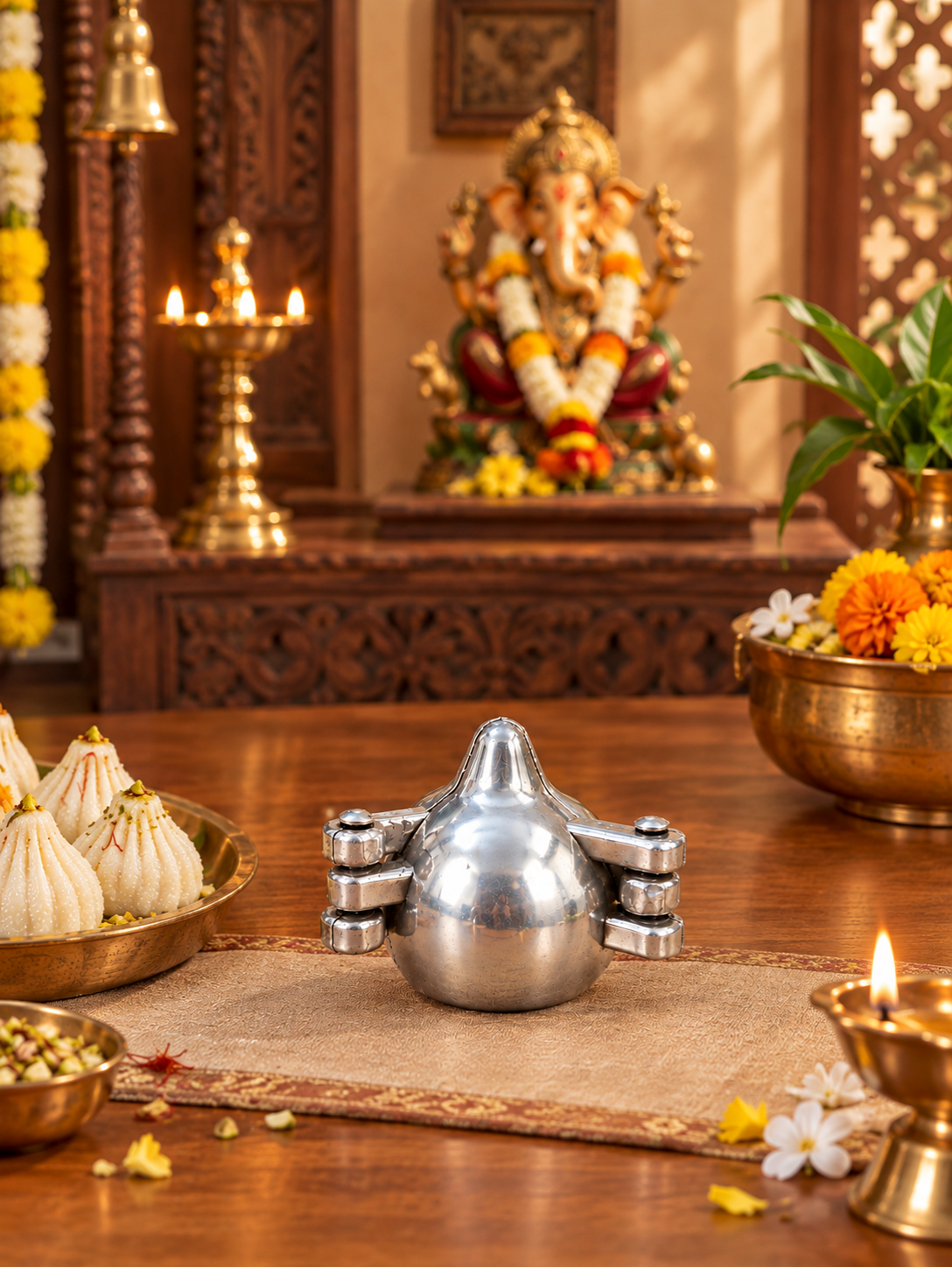 Aluminium Modak Maker Mould | Traditional Modak Sacha Sancha for Homemade Modak, Ukadiche Modak & Prasad | Foldable Hand Press Mould