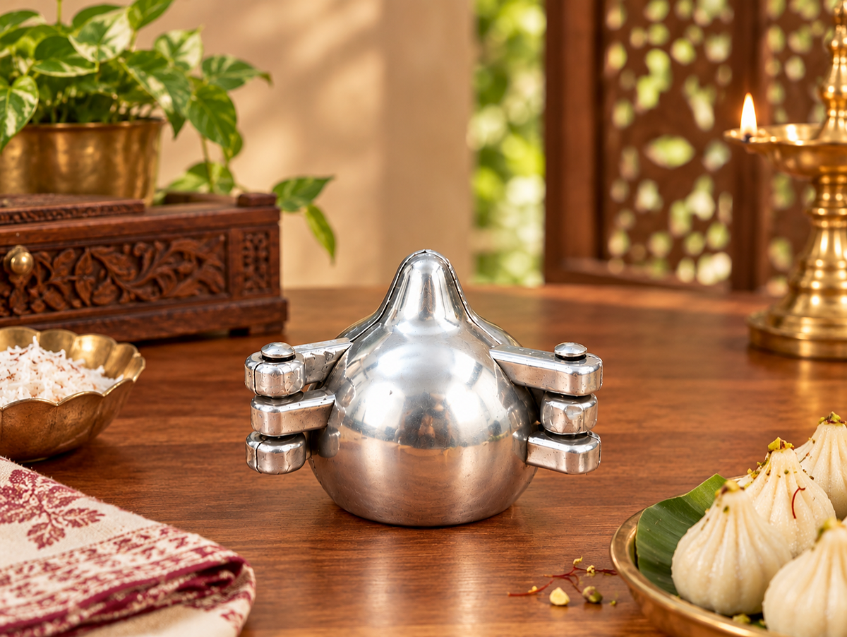 Aluminium Modak Maker Mould | Traditional Modak Sacha Sancha for Homemade Modak, Ukadiche Modak & Prasad | Foldable Hand Press Mould