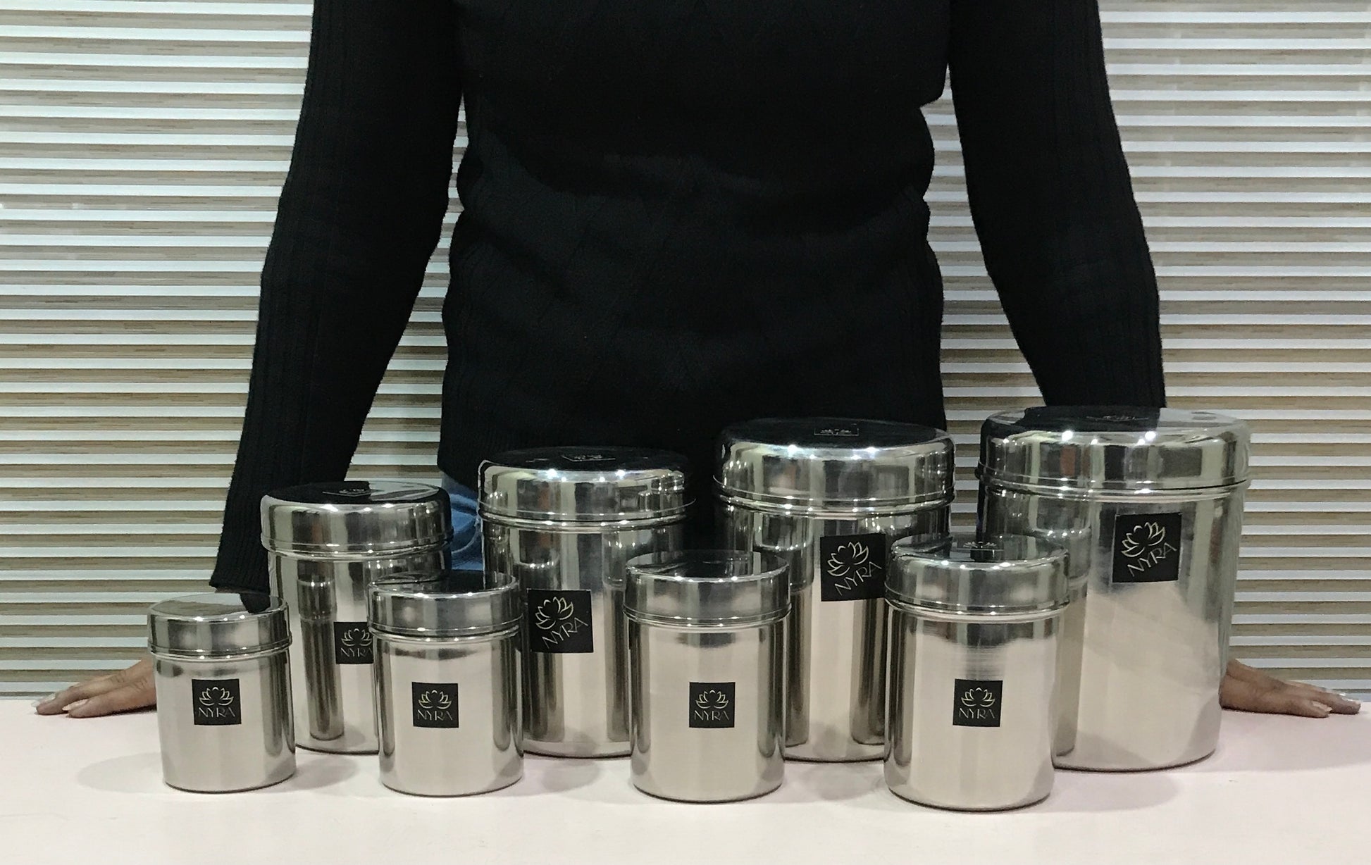 different sizes of Stainless Steel Cylindrical Deep Storage Containers