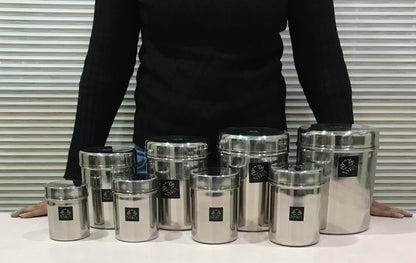 different sizes of Stainless Steel Cylindrical Deep Storage Containers