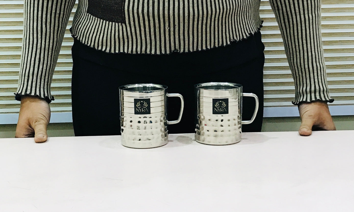 Stainless Steel Hammered Finish Double-Walled Insulated Cup Set of 2pcs.