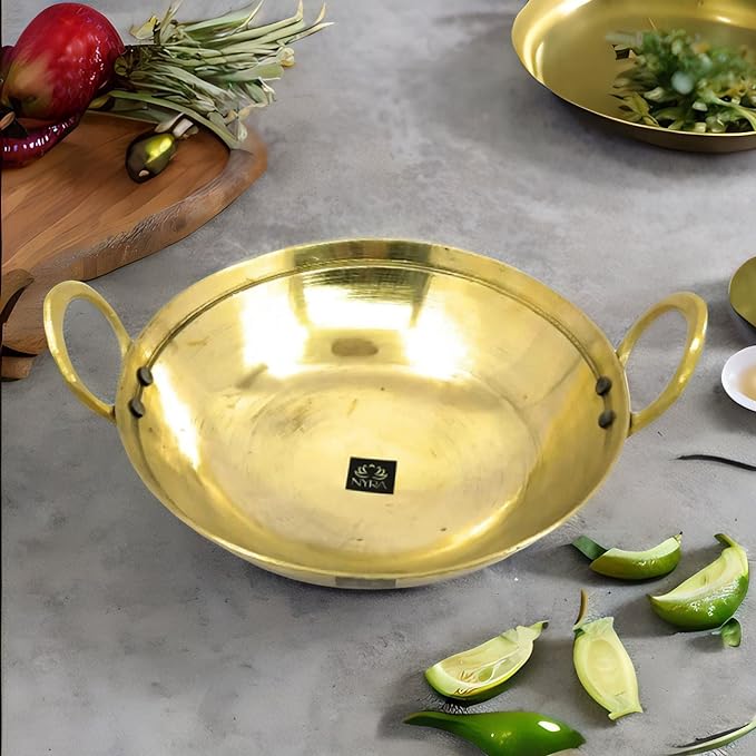 Brass (Pital) Handmade Kadai/ Kadhai/ Karahi For Cooking Premium