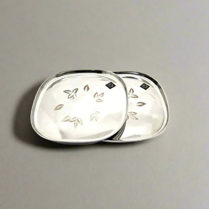 Elegant Stainless Steel Quarter Plates Set - Glossy Finish & Laser Design