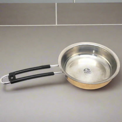 Brass Kalai Frypan with Sturdy double-handle Design | Peetal Cookware with Tin Coating Inside |