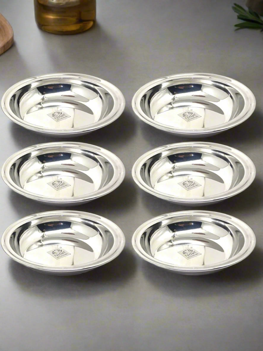 Stainless Steel Dahivada Serving Bowl | Deep Round Bowls for Serving and Dining - Available in 3 Sizes | Set of 6 pcs
