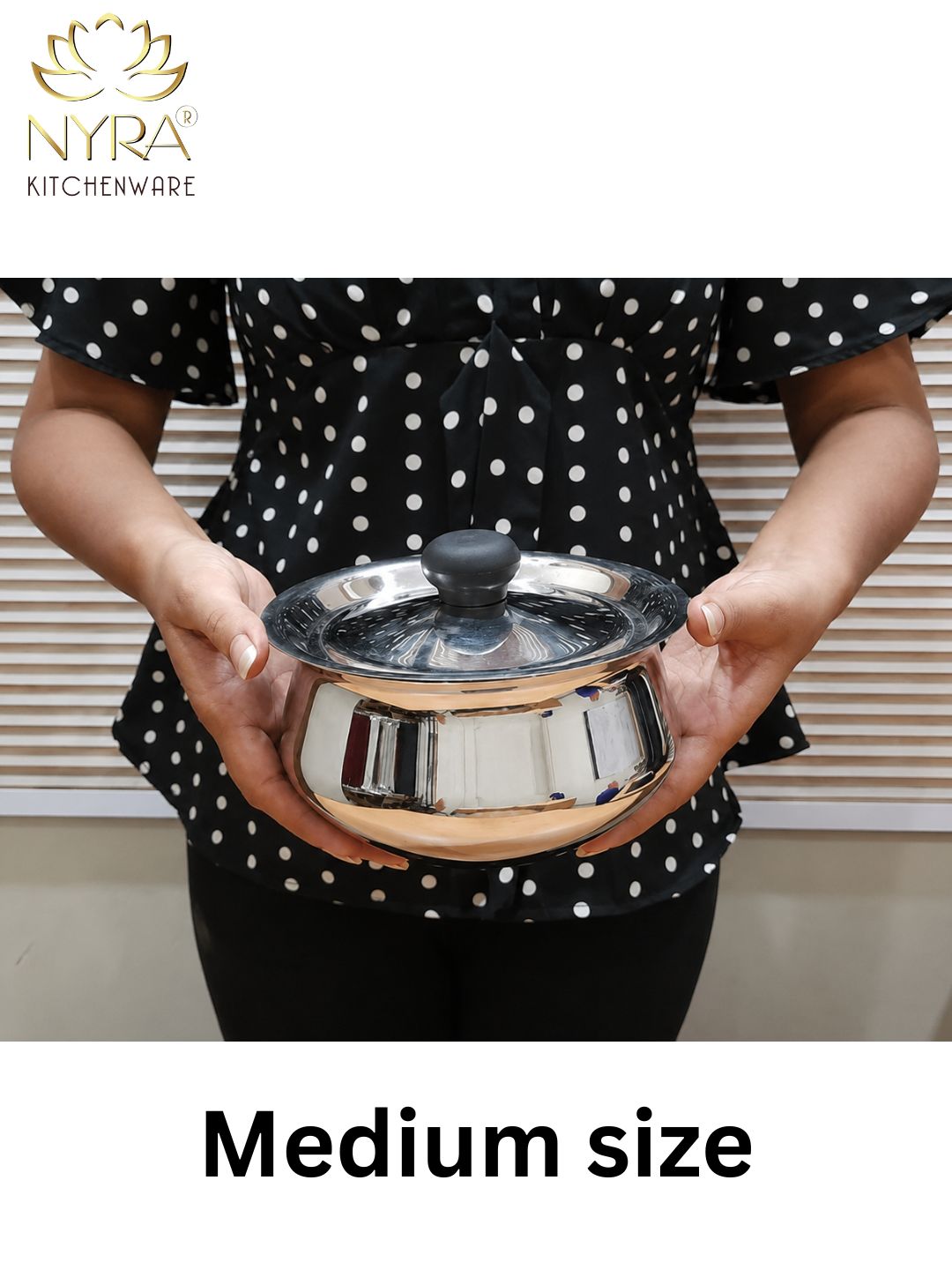Stainless Steel Pulao Handi with Lid and PVC Knob - Available in 3 sizes