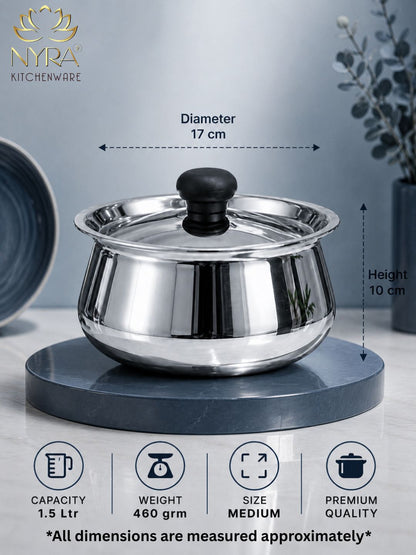 Stainless Steel Pulao Handi with Lid and PVC Knob – Set of 3
