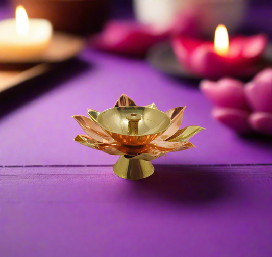 Beautiful Brass Diya with Dual Tone Petals