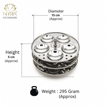 Stainless Steel Idli Stand 3 Plate/4 Plate Idli Maker - Round Cavities Steamer Rack for 5L Outer Lid Pressure Cooker Idli Pot Top Bhagona Large Cookware