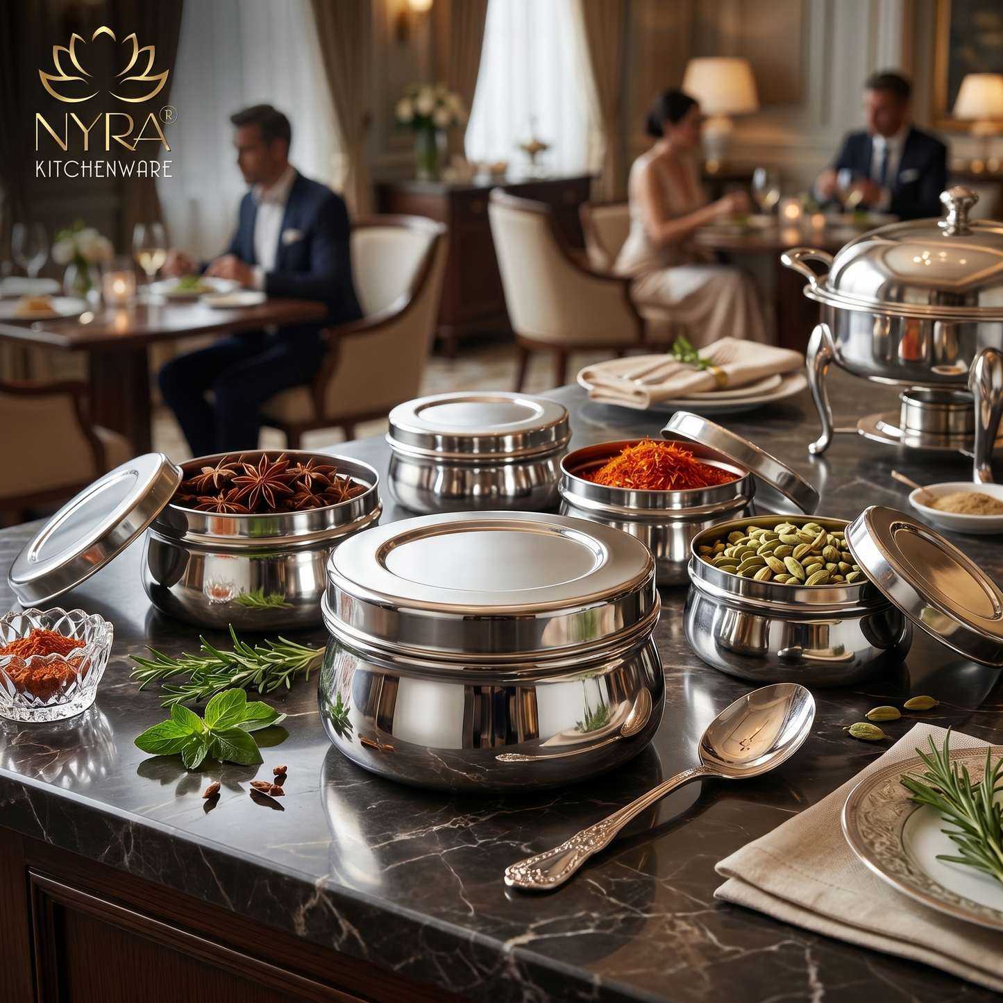 Stainless Steel Belly-shaped Dibbi/Container Set | Mirror Finish & Heavy Duty – Ideal Kitchen Storage Solution