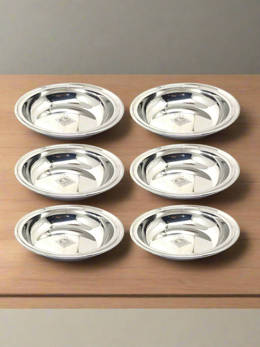 Stainless Steel Dahivada Serving Bowl | Deep Round Bowls for Serving and Dining - Available in 3 Sizes | Set of 6 pcs