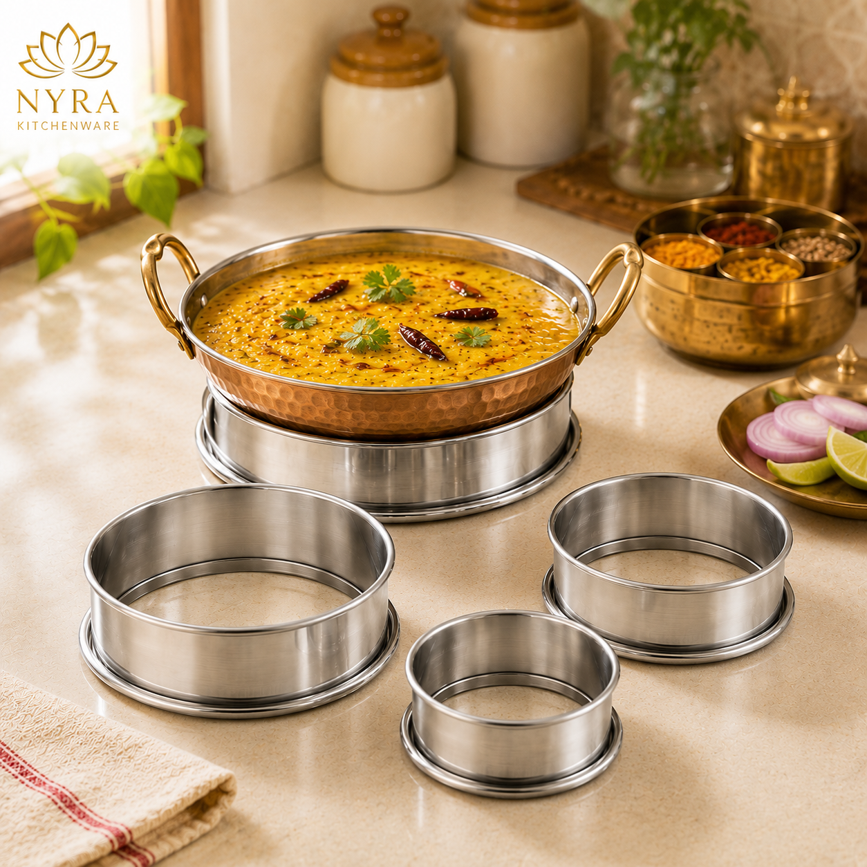 Stainless Steel Matka Ring/Pot stand/Multipurpose Pot Stand - Set of 4
