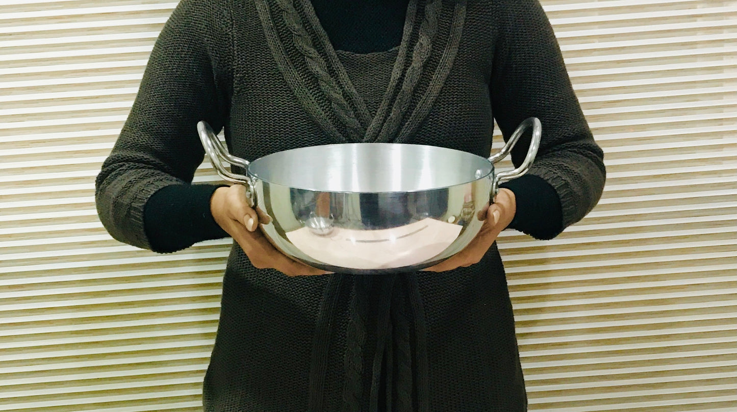 Traditional Aluminium Induction Base Kadhai - 3 Sizes