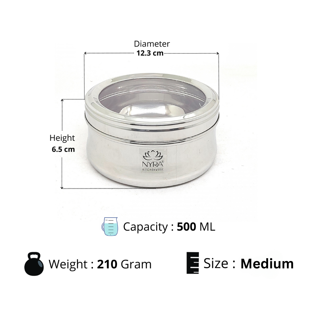 Stainless Steel Belly-shaped Box/Container with See-through Lid | Multipurpose Food Storage Container