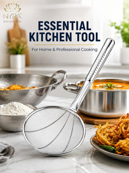Stainless Steel Wire Strainer: Ideal for Deep Frying Snacks | Heat-Resistant Hand
