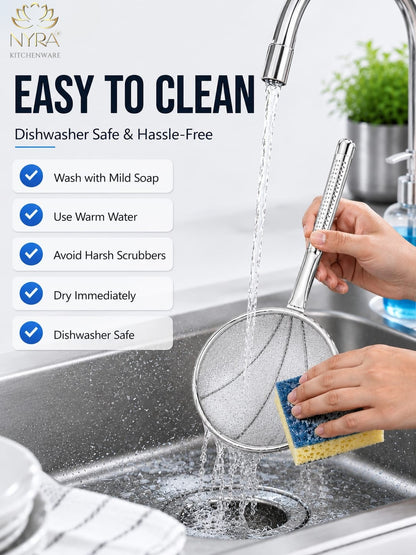 Stainless Steel Wire Strainer: Ideal for Deep Frying Snacks | Heat-Resistant Hand
