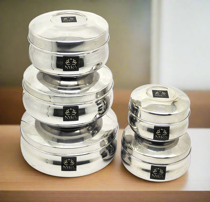 Stainless Steel Airtight Food Storage Container Set of 5 | Multipurpose, Leak-Proof Dibbi with Lid |