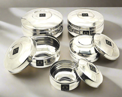 Stainless Steel Airtight Food Storage Container Set of 5 | Multipurpose, Leak-Proof Dibbi with Lid |