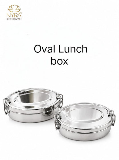 Stainless Steel Food Pack Lunch Box | Oval Tiffin with Locking Clip