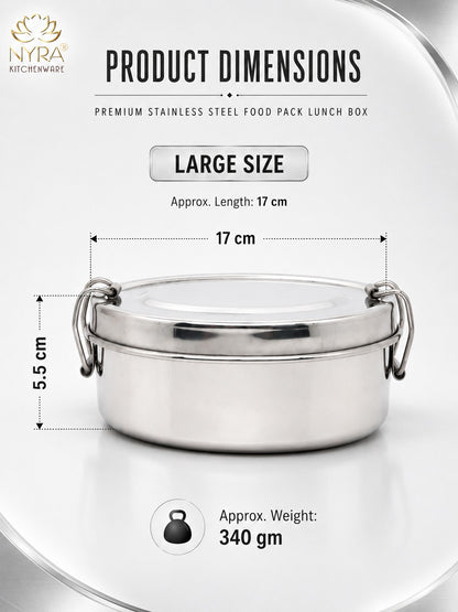 Stainless Steel Food Pack Lunch Box | Oval Tiffin with Locking Clip