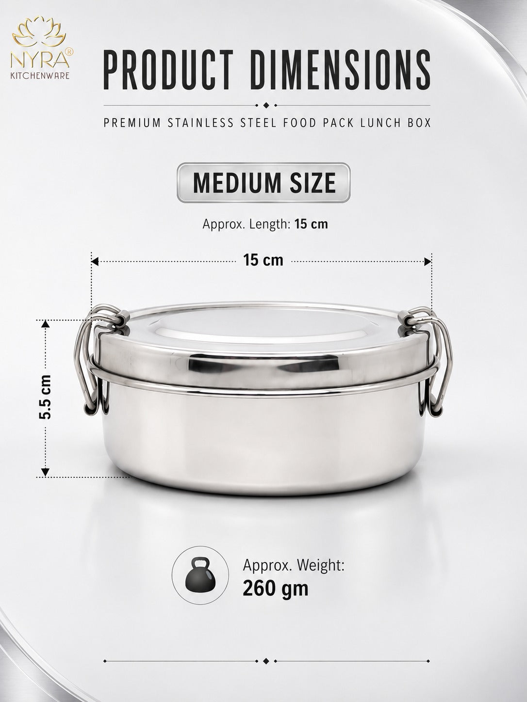 Stainless Steel Food Pack Lunch Box | Oval Tiffin with Locking Clip