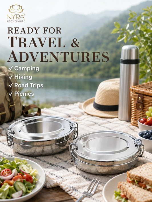 Stainless Steel Food Pack Lunch Box | Oval Tiffin with Locking Clip