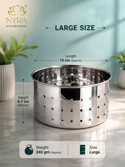 Stainless Steel Glossy-Finish Round Cheese/Paneer Maker - Quick Press Mould - 3 Sizes