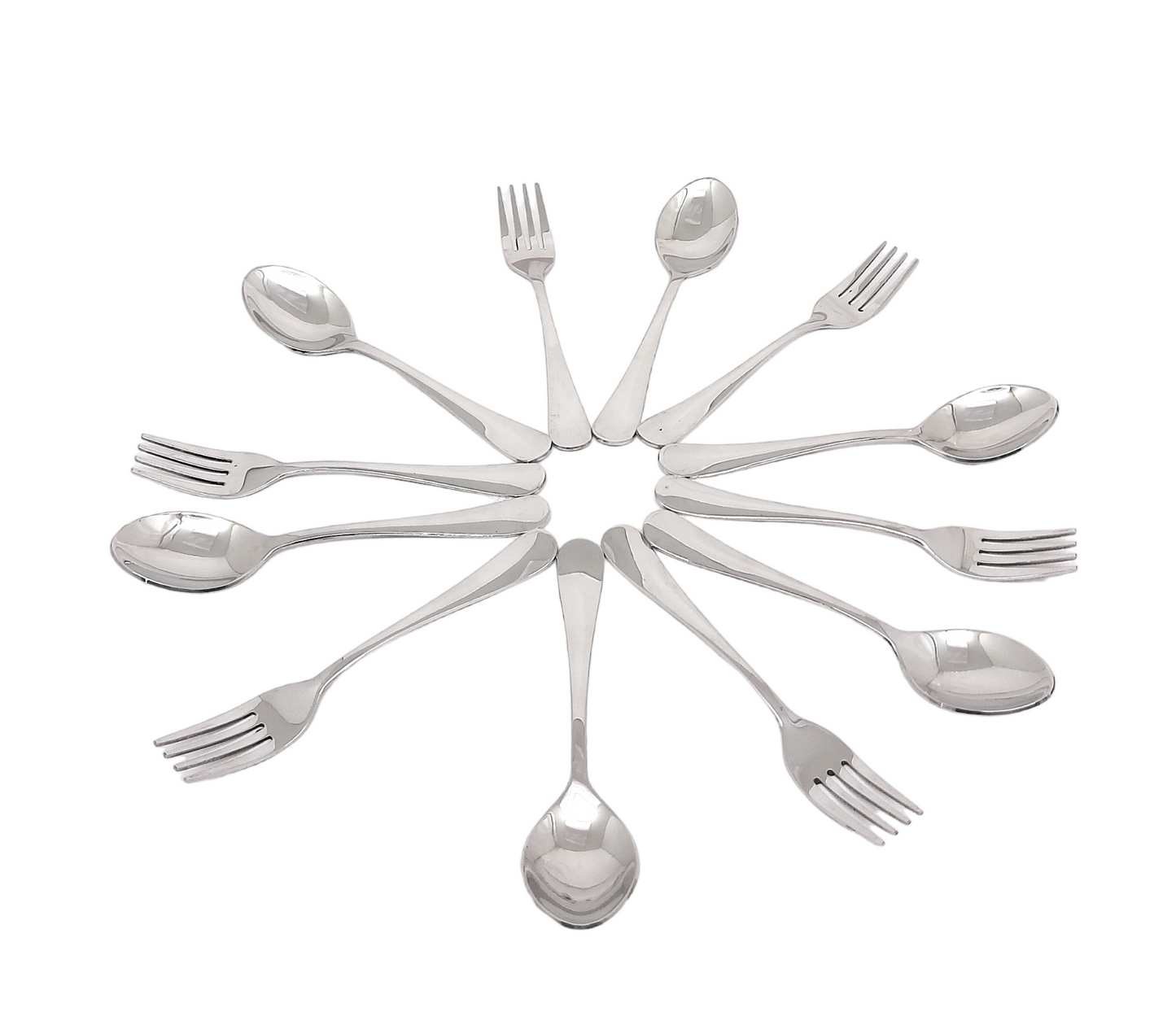 Cutlery Set of 12 Stainless Steel Spoons - 6 & Forks - 6 | 100% Food-Grade, Non Toxic, Anti-Rust, Dishwasher Safe |