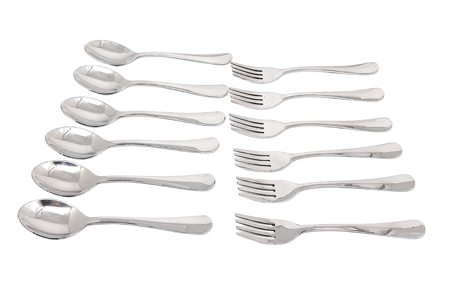 Cutlery Set of 12 Stainless Steel Spoons - 6 & Forks - 6 | 100% Food-Grade, Non Toxic, Anti-Rust, Dishwasher Safe |