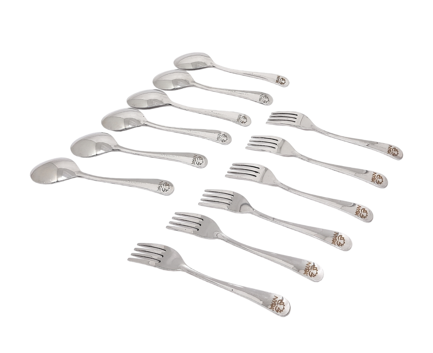 Cutlery Set of 12 Stainless Steel Spoons - 6 & Forks - 6 | 100% Food-Grade, Non Toxic, Anti-Rust, Dishwasher Safe |