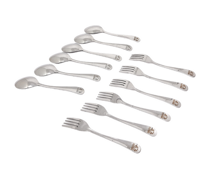 Cutlery Set of 12 Stainless Steel Spoons - 6 & Forks - 6 | 100% Food-Grade, Non Toxic, Anti-Rust, Dishwasher Safe |