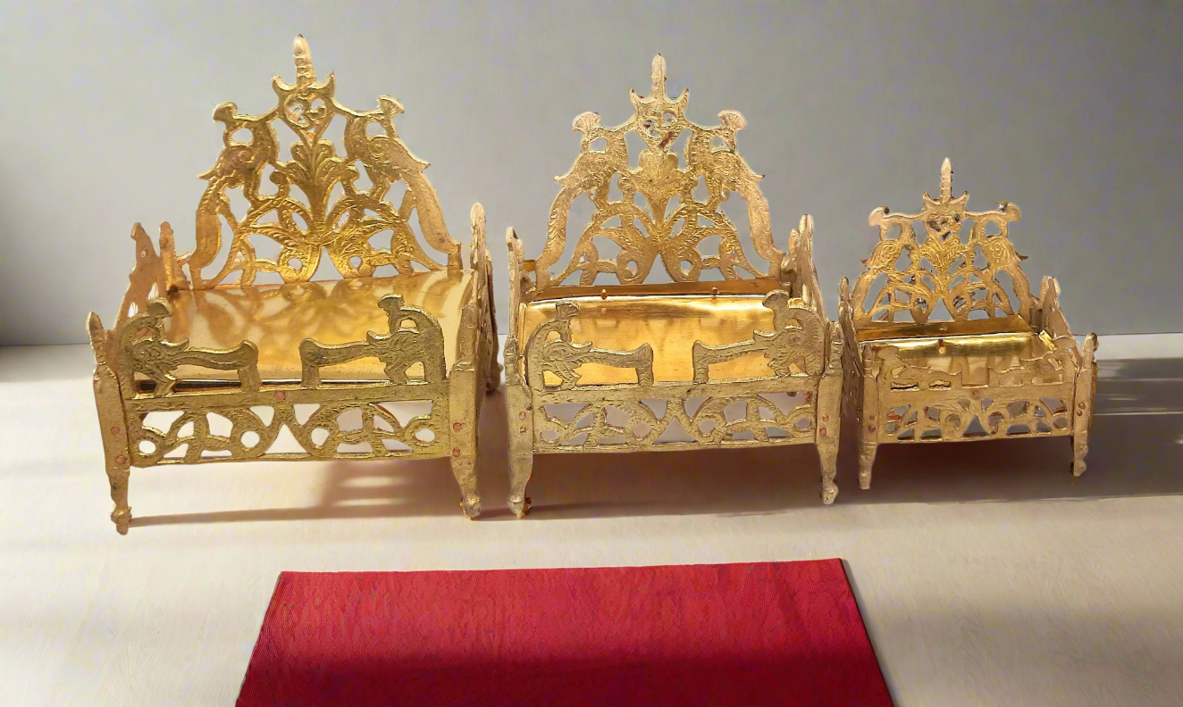 Handcrafted Peetal Singhasan | Brass Throne for Pooja - 3 sizes
