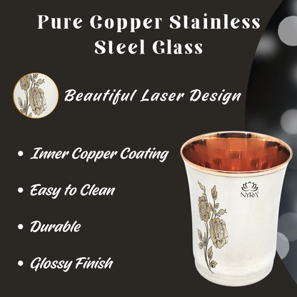 Premium Stainless Steel Tumbler - Inner Copper Coating | Laser Designed Exterior | BPA Free