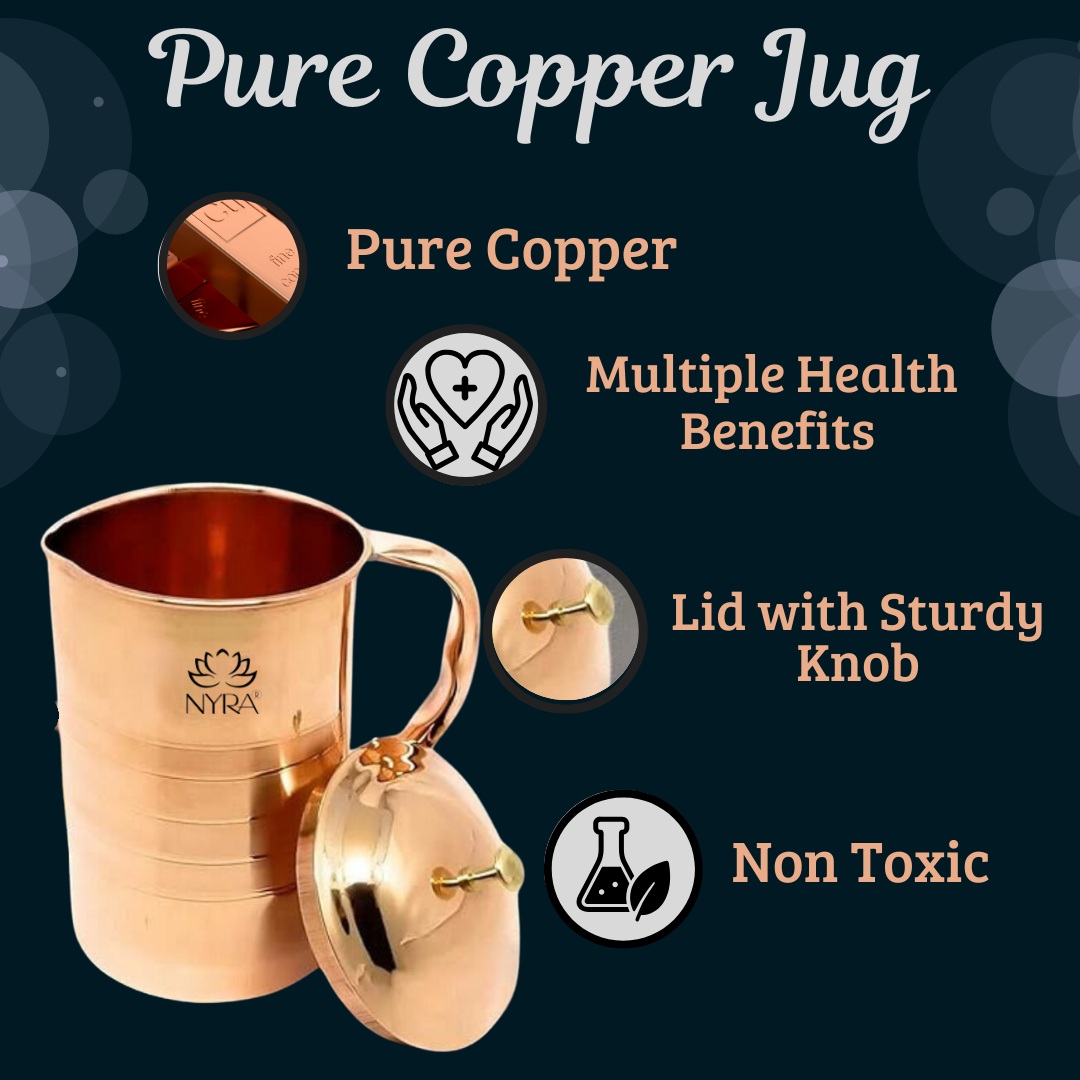 Pure Copper/Tamba Water Jug with Lid