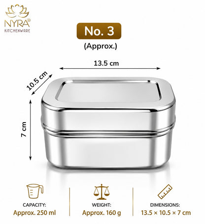 Stainless Steel Mini Rectangle Storage Box/Containers With Lid – Set of 3 Pcs