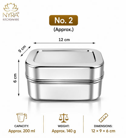 Stainless Steel Mini Rectangle Storage Box/Containers With Lid – Set of 3 Pcs