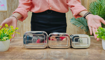 Stainless Steel Mini Rectangle Storage Box/Containers With Lid – Set of 3 Pcs