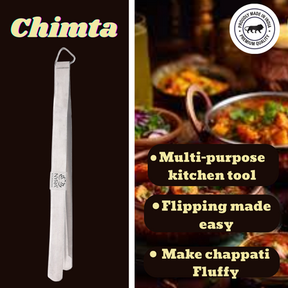 Stainless Steel Roaster with tong for roasting paneer,chapati etc