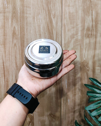 Stainless Steel Round Dibbi/Box set of 3pcs | Multipurpose Mini Storage Containers for Kitchen & Home