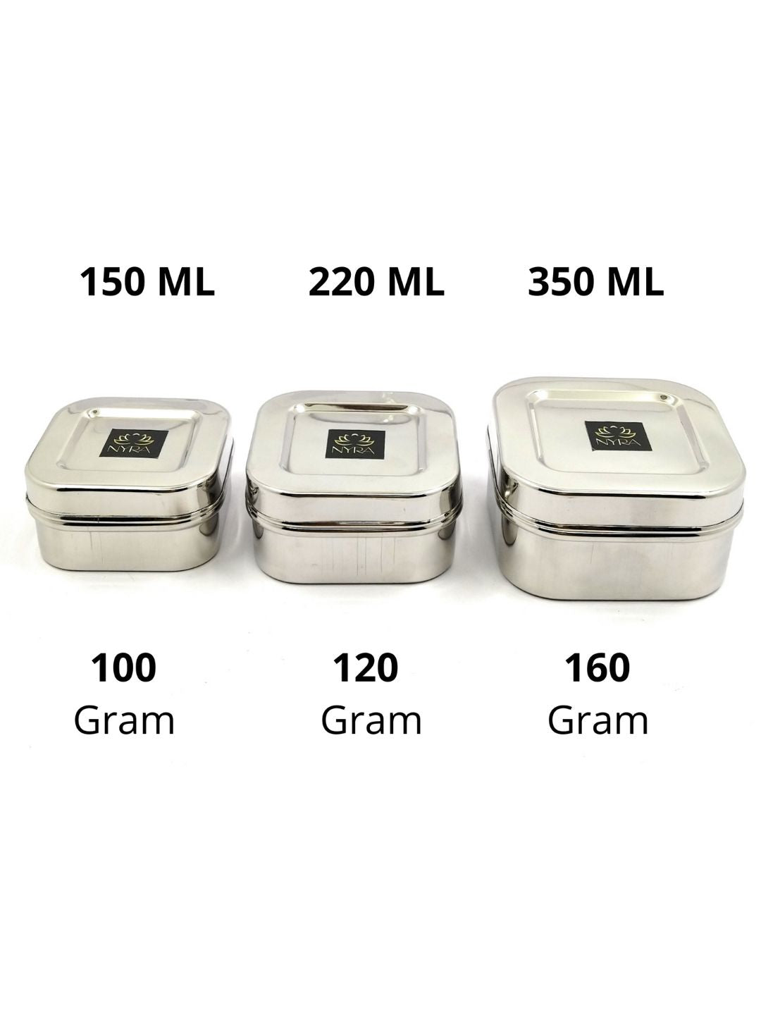 Stainless Steel Mini Rectangle Storage Box/Containers With Lid – Set of 3 Pcs