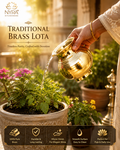 Pure Brass Kalash | Peetal Lota - Avaiable in 3 sizes