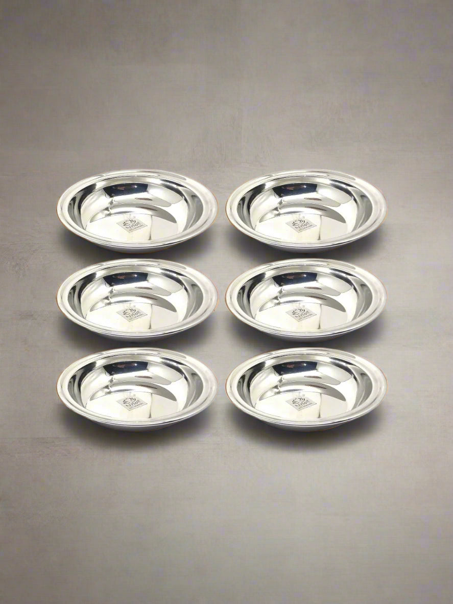 Stainless Steel Dahivada Serving Bowl | Deep Round Bowls for Serving and Dining - Available in 3 Sizes | Set of 6 pcs