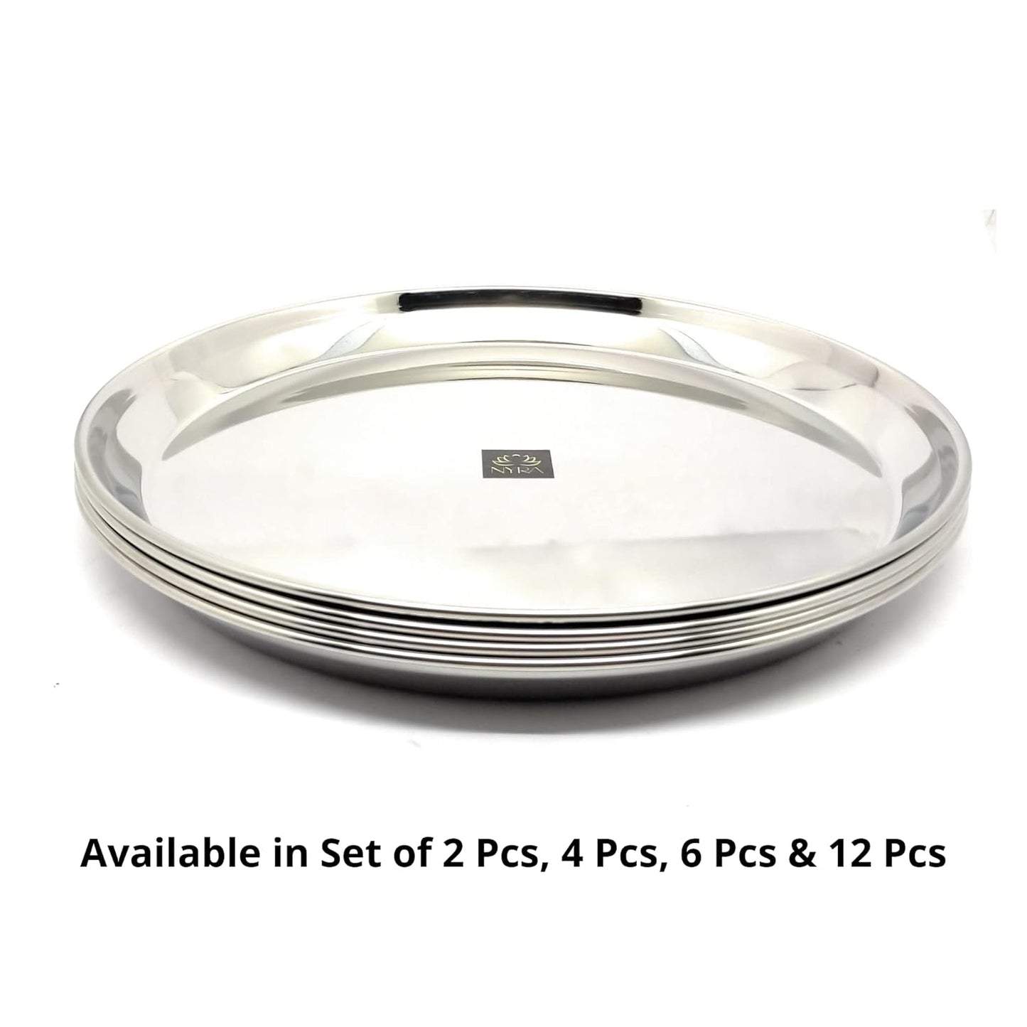 Stainless Steel Plates with glossy outer finish Set for Lunch/Dinner