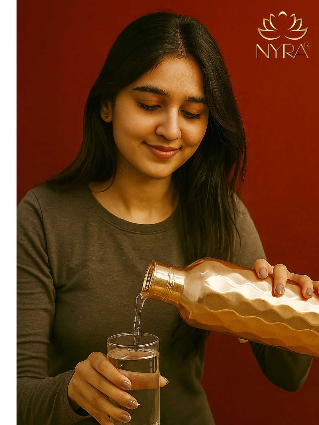 Pure Copper Hammered Water Bottle – Mirror Finish, Leak-Proof & Ayurvedic Health Benefits