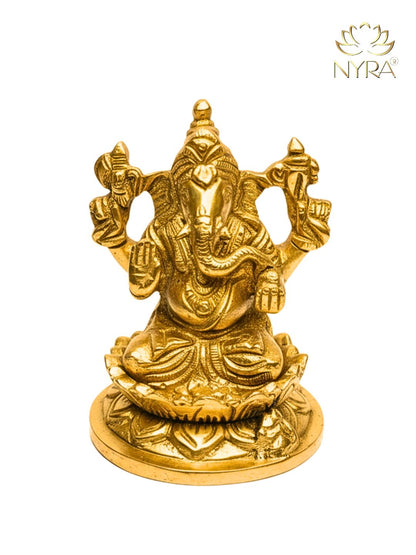 Pure Brass Lord Ganesha Idol | Handcrafted Ganpati Murti - Auspicious Vastu Figurine