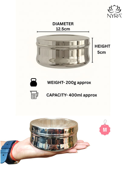 Stainless Steel Belly-shaped Dibbi/Container Set | Mirror Finish & Heavy Duty – Ideal Kitchen Storage Solution