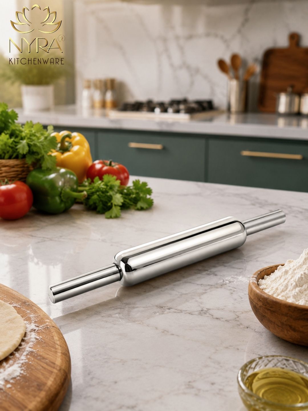 Stainless Steel Chapati Roller Pin - Durable Belan for Perfectly Rolled Chapatis