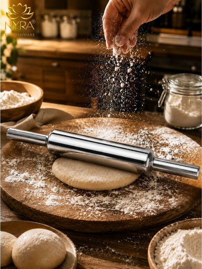 Stainless Steel Chapati Roller Pin - Durable Belan for Perfectly Rolled Chapatis