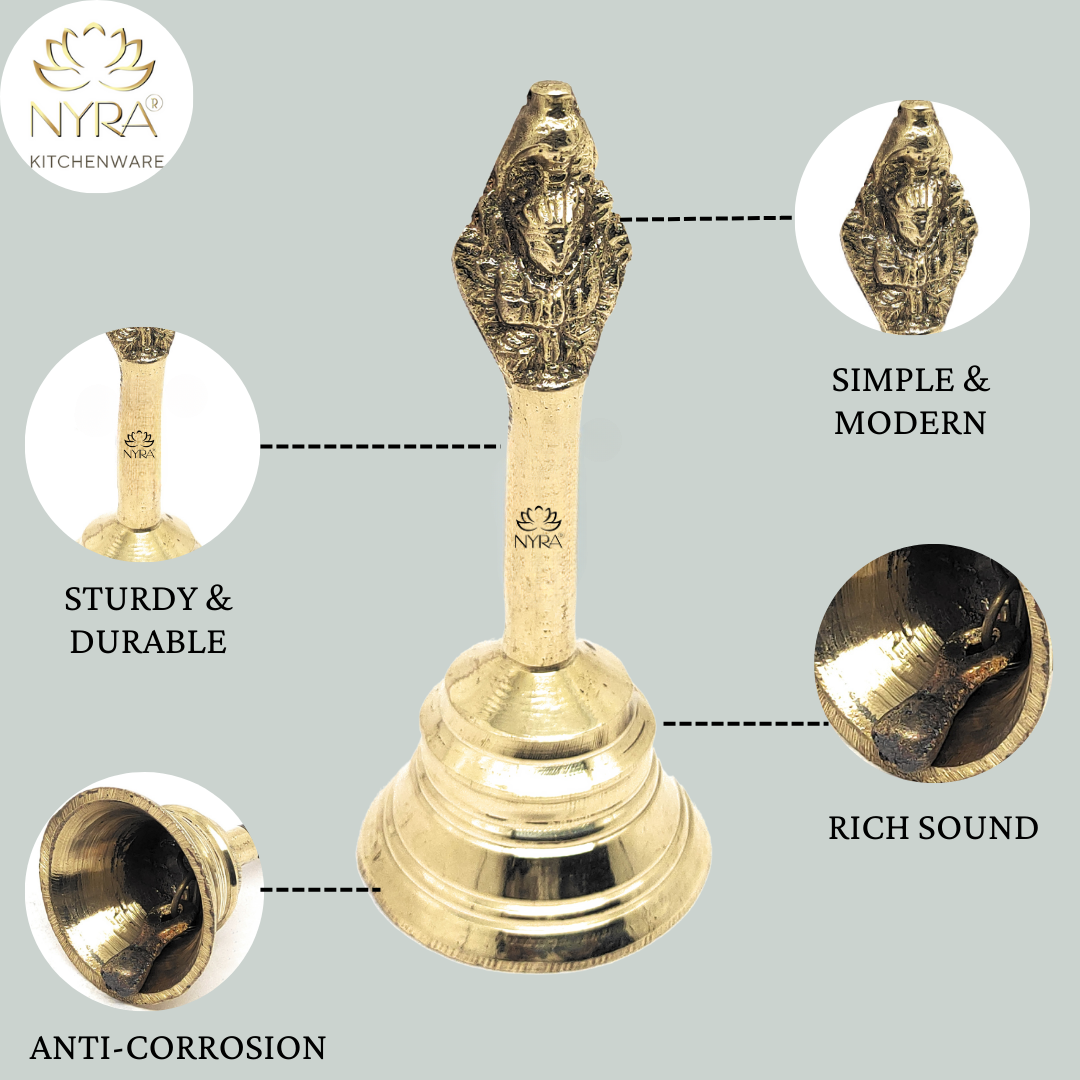 Pure Brass Peetal Ghanti - Garuda Pooja Prayer Bell